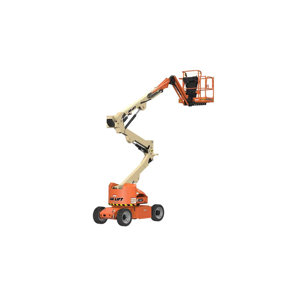 Plataforma articulada JLG E400 en obra